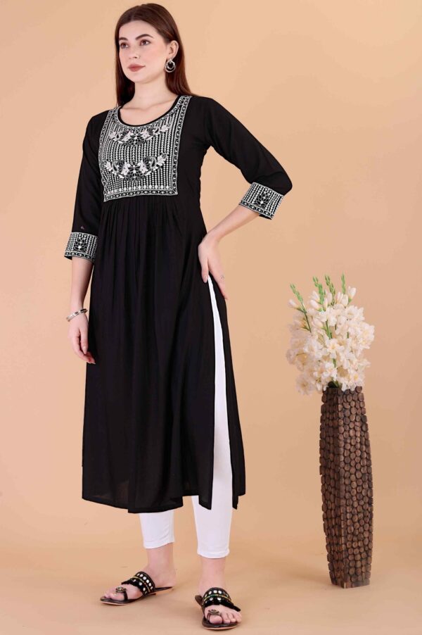 Glomee Presented Heavy Rayon Embroidery Work Kurta