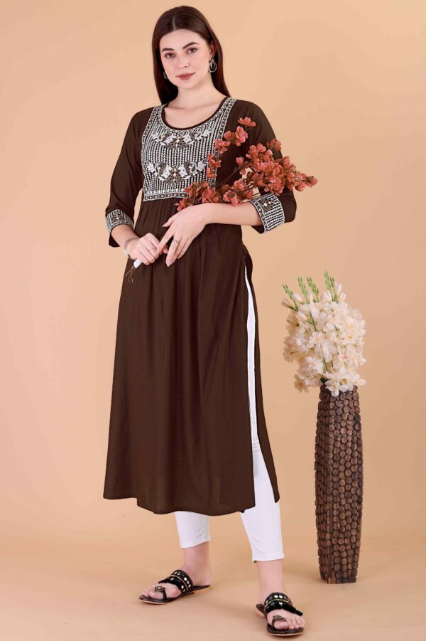 Glomee Presented Rayon Embroidery Work Kurta