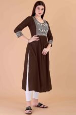 Glomee Presented Rayon Embroidery Work Kurta