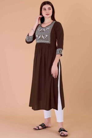 Glomee Presented Rayon Embroidery Work Kurta