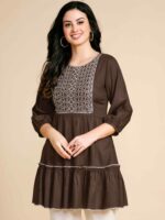 Glomee Rayon Embroidery work Short Kurta