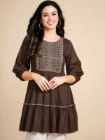 Glomee Rayon Embroidery work Short Kurta