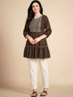 Glomee Rayon Embroidery work Short Kurta